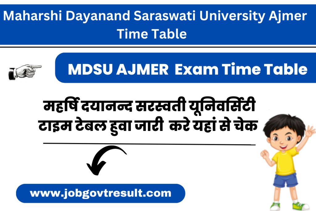 Maharshi Dayanand Saraswati University Ajmer time Table