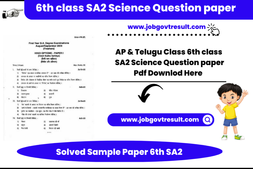 Sample Paper 6th Class SA2 Science Pdf   