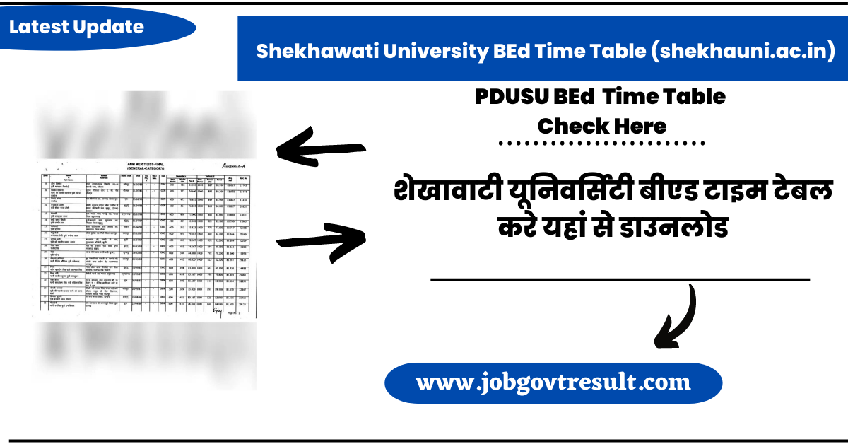 Shekhawati University BEd Time Table