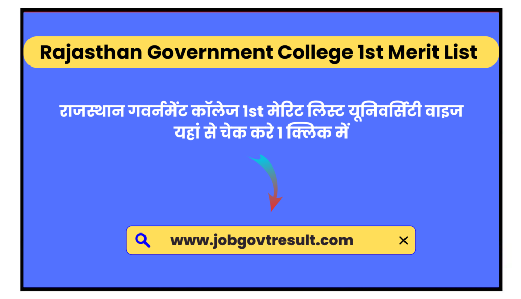 Rajasthan Government College 1st Merit List