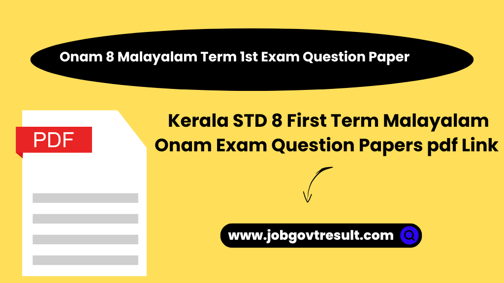  Onam 8 Malayalam Term 1st Exam Question Paper  