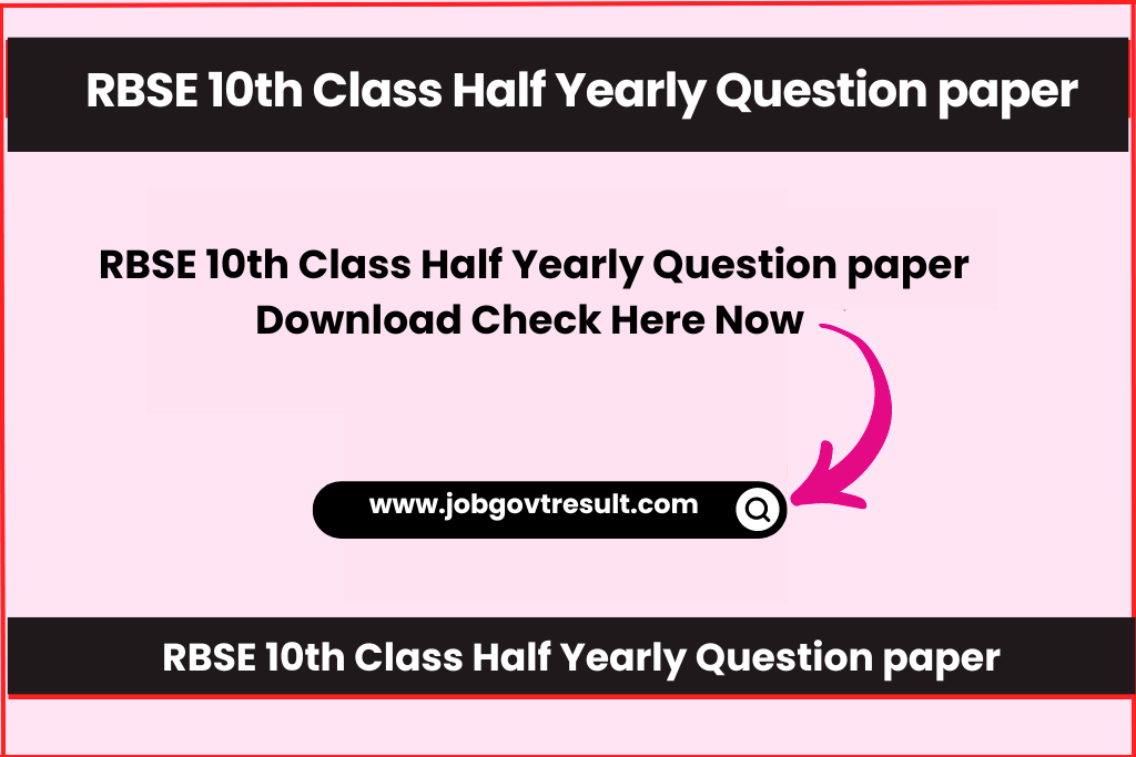 RBSE 10th Class Half Yearly Question paper